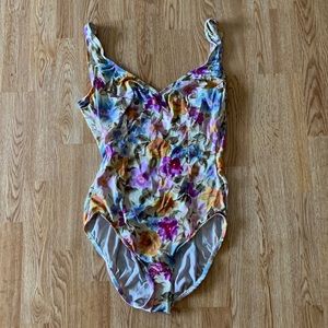 Vintage 80s Floral One Piece Bathing Suit
